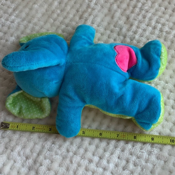 Gitzy Plush Blue Green Elephant Interior Rattle Pink Heart Stuffed Animal No Tag - Picture 6 of 6